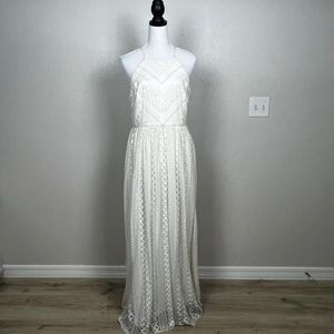 Gianni Bini Ivory White and Gold Maxi Dress Size 8 Wedding Formal Prom